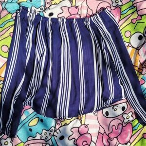 Forever-21 Women's White and Navy Shirt